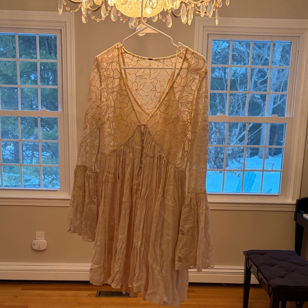 Free People Cream Bell Sleeved Dress